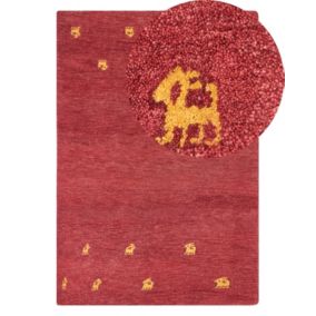 Tapis gabbeh en laine 140 x 200 cm rouge YARALI