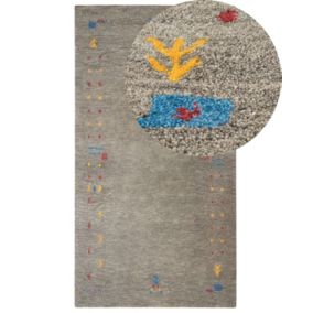 Tapis gabbeh en laine 80 x 150 cm gris SEYMEN