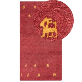 Tapis gabbeh en laine 80 x 150 cm rouge YARALI