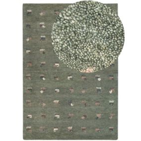 Tapis gabbeh en laine avec motif animalier 160 x 230 cm vert KIZARLI