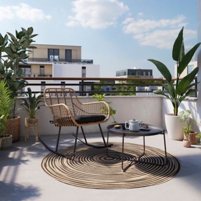 Tapis GoodHome beige et noir ø150 cm