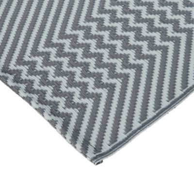 Tapis GoodHome noir et blanc rayé L.170 x l.120cm