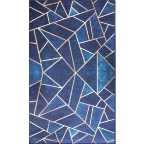 Tapis Grafic Bleu Doré, Dimension: 160x230