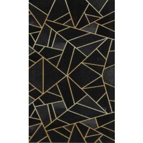 Tapis Grafic Noir Doré, Dimension: 120x180