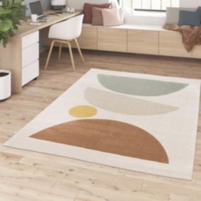 tapis grand salon 200x290 tissé crème rectangle motif géométrique STREETA