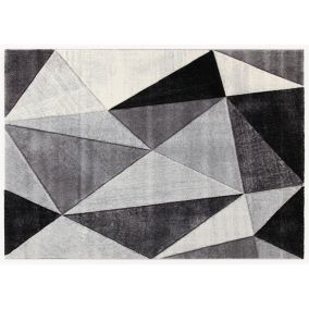 Tapis graphique design rectangle pour salon Winchester 190x133 CM - Gris