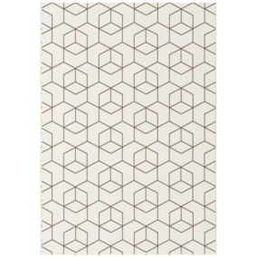 Tapis Graphique Essenza Crème - Cubes 3D - 120 x 170 cm