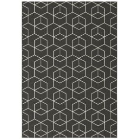 Tapis Graphique Essenza Noir - Cubes 3D - 160 x 230 cm