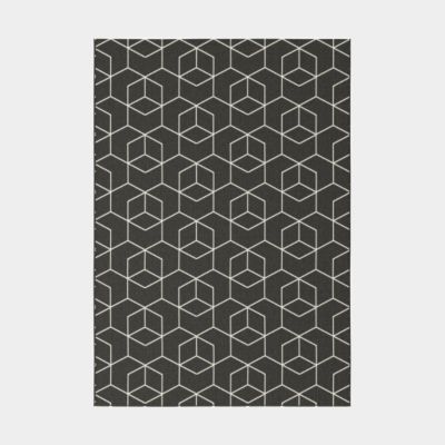 Tapis Graphique Essenza Noir - Cubes 3D - 200 x 290 cm