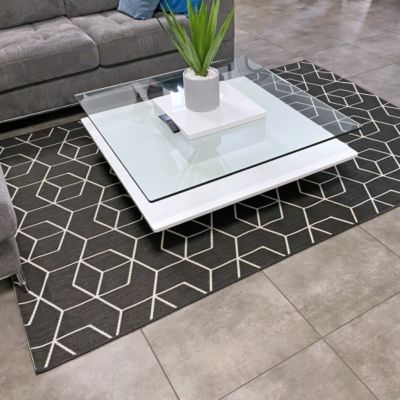 Tapis Graphique Essenza Noir - Cubes 3D - 200 x 290 cm