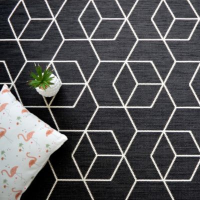 Tapis Graphique Essenza Noir - Cubes 3D - 200 x 290 cm