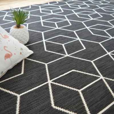 Tapis Graphique Essenza Noir - Cubes 3D - 200 x 290 cm