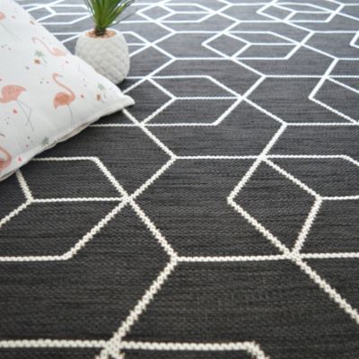 Tapis Graphique Essenza Noir - Cubes 3D - 200 x 290 cm