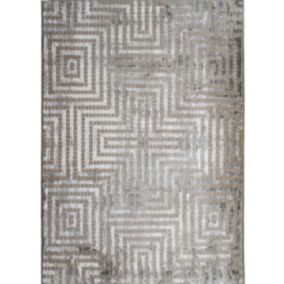 Tapis graphique labyrinthe gris beige 120x170