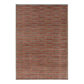 Tapis graphique laine et viscose scandinave Modernina 230x160 CM - Rouge