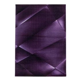 Tapis graphique moderne à courtes mèches Fauvette 200x140 CM - Lilas