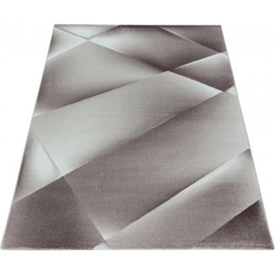 Tapis graphique moderne à courtes mèches Fauvette 340x240 CM - Marron