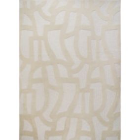 Tapis graphique motifs en relief écru 160x230