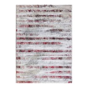 Tapis graphique stries gris rouge 120x170