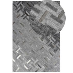 Tapis gris en cuir et viscose 140 x 200 cm DARA