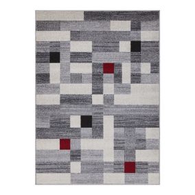 Tapis gris géométrique pour salon design Warwick 170x120 CM - Gris