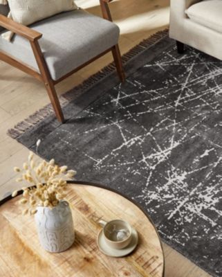Tapis HANLI Gris foncé 160 x 230 cm Soie artificielle