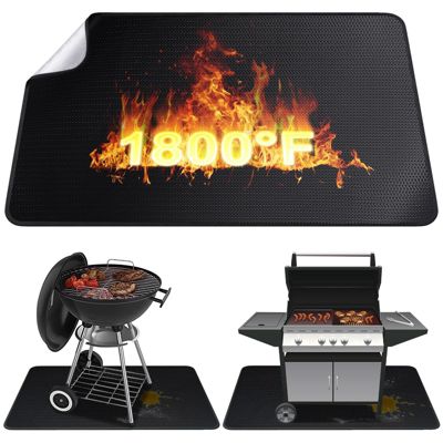 Tapis Ignifuge Pliable Pour Barbecue - Protection Sol Contre Chaleur Et Graisse, 165x99 Cm, Silicone Et Fibre De Verre