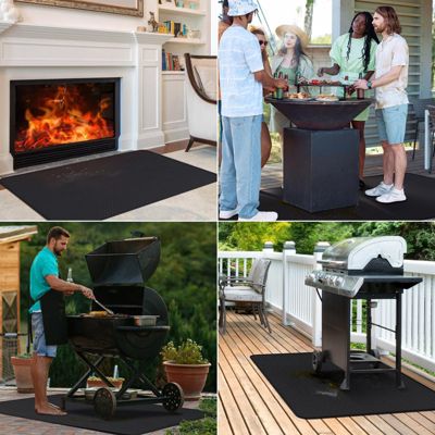 Tapis Ignifuge Pliable 165x99 Cm - Protection Sol Pour Barbecue, Cheminée, Camping - Résiste Jusqu'à 1000°C - Silicone Et Fibre De Verre