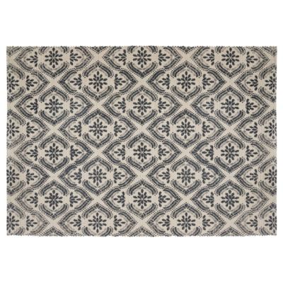 Tapis imprimé Gris en coton 60x90 - Noir- Atmosphera