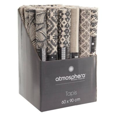 Tapis imprimé Gris en coton 60x90 - Noir- Atmosphera