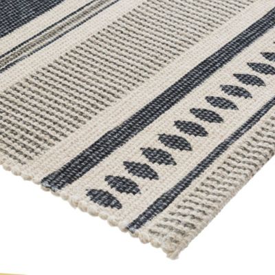 Tapis imprimé Gris en coton 60x90 - Noir- Atmosphera