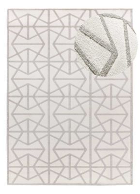 Tapis intérieur ATTICGO argent rectangulaire géométrique avec relief 80x150 cm FLORA