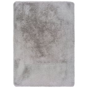 Tapis intérieur ATTICGO argent rectangulaire shaggy uni 140x200 cm ALPACA