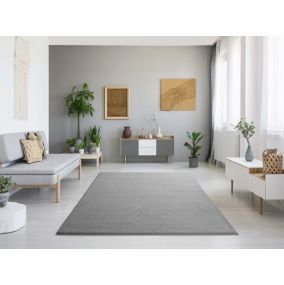 Tapis intérieur ATTICGO argent rectangulaire uni 200x290 cm MONTANA