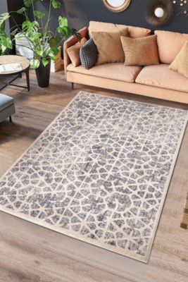 Tapis intérieur ATTICGO beige rectangulaire géométrique 80x150 cm PAULA