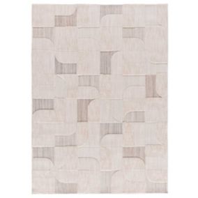 Tapis intérieur ATTICGO beige rectangulaire géometrique avec relief 134x200 cm ELEMENT