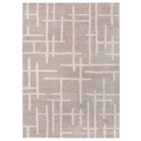 Tapis intérieur ATTICGO beige rectangulaire scandinave 120x170 cm CALEDONIA