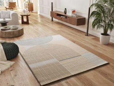 Tapis intérieur ATTICGO beige rectangulaire scandinave 140x200 cm GARDEN