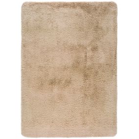 Tapis intérieur ATTICGO beige rectangulaire shaggy uni 160x230 cm ALPACA