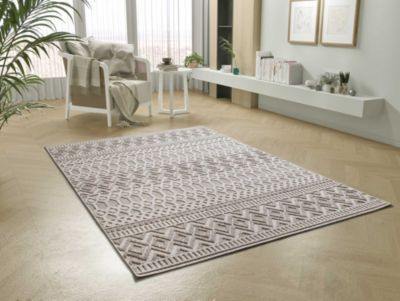 Tapis intérieur ATTICGO beige rectangulaire éthnique avec relief 134x200 cm ELEMENT