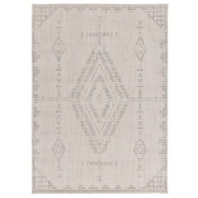 Tapis intérieur ATTICGO beige rectangulaire éthnique avec relief 134x200 cm ELEMENT