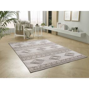 Tapis intérieur ATTICGO beige rectangulaire éthnique avec relief 154x230 cm ELEMENT