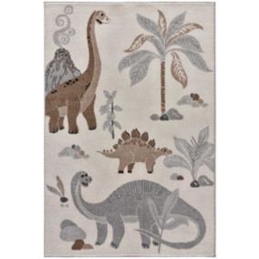 Tapis intérieur ATTICGO blanc rectangulaire enfant dinasaures 120x170 cm BEATS