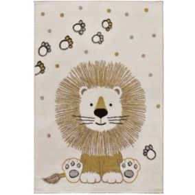 Tapis intérieur ATTICGO blanc rectangulaire enfant lion 120x170 cm BEATS