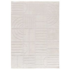 Tapis intérieur ATTICGO blanc rectangulaire géometrique 140x200 cm BLANCHE