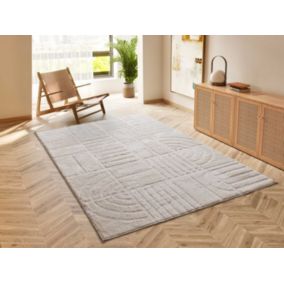 Tapis intérieur ATTICGO blanc rectangulaire géometrique 160x230 cm BLANCHE