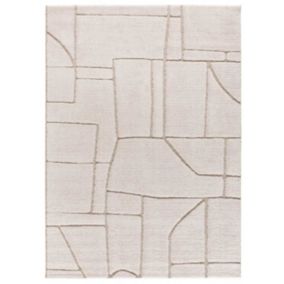 Tapis intérieur ATTICGO blanc rectangulaire scandinave avec relief 120x170 cm DIENA