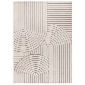 Tapis intérieur ATTICGO blanc rectangulaire scandinave avec relief 120x170 cm DIENA