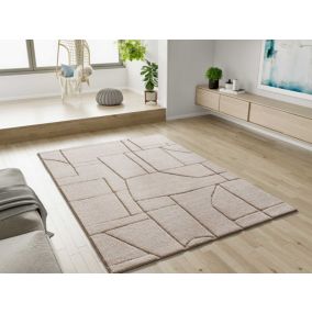 Tapis intérieur ATTICGO blanc rectangulaire scandinave avec relief 160x230 cm DIENA