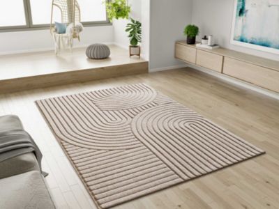 Tapis intérieur ATTICGO blanc rectangulaire scandinave avec relief 80x150 cm DIENA